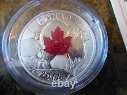 2017 Majestic Maple Leaves with Drusy Stone Proof $20 Silver Coin. 9999