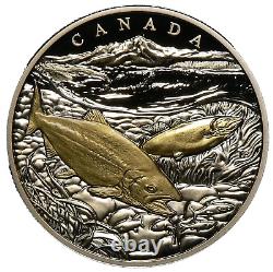 2017 Pacific Salmon Canada $20 Fine Silver Proof Gold Plating #19853