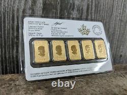 2017 Royal Canadian Mint 1/10 oz Gold Bar $25 5 Piece Set