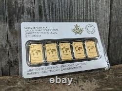 2017 Royal Canadian Mint 1/10 oz Gold Bar $25 5 Piece Set