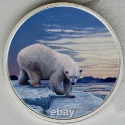 2018 $30 Arctic Animals and Northern Lights Polar Bear Pure Silver GITD Coin