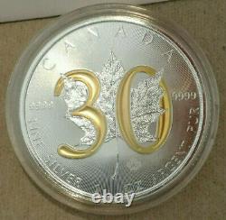 2018 30th Anniversary 1 Oz Gilded Silver Canadian Maple Collectors Edition