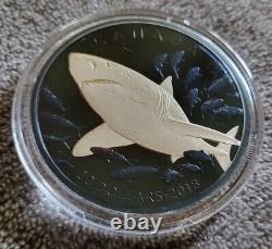 2018 Canada 2 oz. Silver withBlue Rhodium $30 Great White Shark Proof OGP/COA