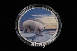 2018 Canada Arctic Animals & Northern Lights Polar Bear 2oz Silver withBox & COA