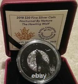 2018 Howling WOLF Canada Nocturnal Nature $20 1OZ Pure Silver Coin Black Rhodium