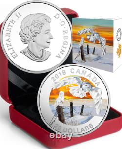 2018 Snowy Owls Geometric Fauna $20 1OZ Pure Silver Proof Canada Coin Geometry