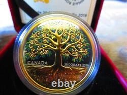 2018 TREE OF LIFE 1oz Pure Silver Coin $20 Canada with Gold Plating RCM