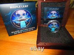 2018? UFO GLOW IN THE DARK? Maple Leaf $5 Ruthenium & Color 1oz Silver Coin