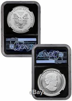 2019 1 oz Silver Eagle & Maple Pride Two Nations NGC PF70 FR Black Excl SKU59047