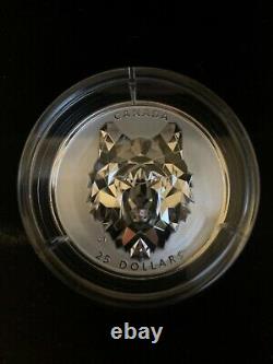 2019 $25 Canada Multifaceted Silver Wolf Head in High Relief