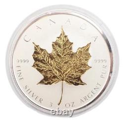 2019 3 oz Canada $50 Silver Gold Maple Leaf 40th Anniversary Incuse-Gilt