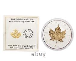 2019 3 oz Canada $50 Silver Gold Maple Leaf 40th Anniversary Incuse-Gilt