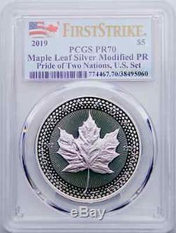 2019 $5 Canadian Silver Maple Leaf Modified Proof Pride of Two Nations PR70 FS