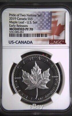 2019 $5 Canadian Silver Maple Leaf NGC Modified PF70 Pride of Two Nations ER