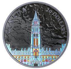 2019 CANADA $20 Lights of Parliament Hill. 9999 Pure Silver GlowInTheDark Coin