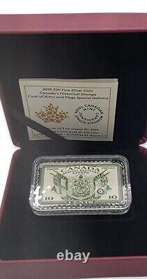 2019 Canada 20$. 9999 Pure Silver Coin Historical Stamps Coat Of Arms And Flags