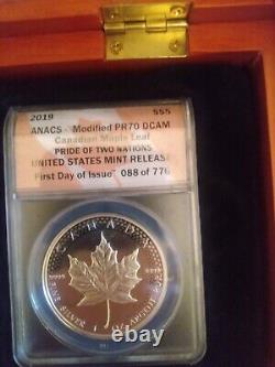 2019 FDOI Pride of Two Nations Royal Canadian Mint Set in ANACS PR 70 DCAM + BOX