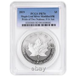 2019 Modified Proof $5 Silver Canadian Maple Leaf PCGS PR70 Pride of Two Nations
