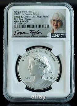 2019 Official Mint Medal Peace & Liberty Ultra High Relief NGC Gem Proof