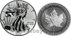 2019 Pride Of Two Nations Silver Eagle & Maple 1 oz. 999 Fine Silver 2 Coin Set