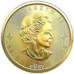 2020 1 oz Gold Canada $50 Dollar Maple Leaf Elizabeth II. 9999 Fine Coin UNC+