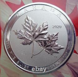 2020 2 oz. Canadian Twin Maple Leaf thick silver BU coin. 9999 ultra fine silver