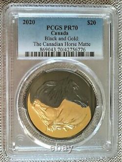 2020 Canada $20 Black and Gold The Canadian Horse Rhodium Plted Silver PCGS PF70