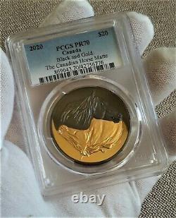 2020 Canada $20 Black and Gold The Canadian Horse Rhodium Plted Silver PCGS PF70