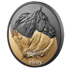 2020 Canada Black and Gold The Canadian Horse Pure Silver Gold Rhodium Coin