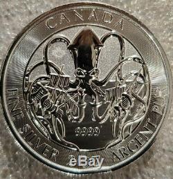 2020 Canadian Kraken 2 oz. 9999 Silver Coin pirate under the sea beast