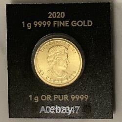 2020 Gold 1 Gram MAPLEGRAM 50 Cent Coin 9999 Gold Bullion -Royal Canadian Mint