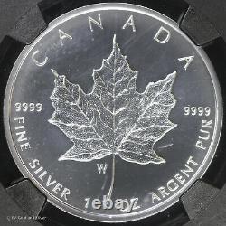 2020 W Canada $5 1 oz. Silver Burnished Maple Leaf NGC MS 70 First Releases