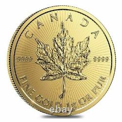 2021 1 gram Canadian Gold Maples $. 5 Coin. 9999 Fine from Maplegram Sheet