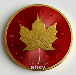 2021 1oz. 9999 RED Colorised Canadian Maple Leaf Gold Gilded Silver Coin