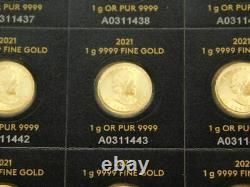 2021 Canada 1 Gram. 9999 Fine Gold Maple Leaf Coin From Maplegram Sheet