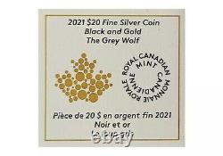 2021 Canada 1 oz. 9999 Silver The Grey Wolf Black and Gold BOX COA SHIP TODAY