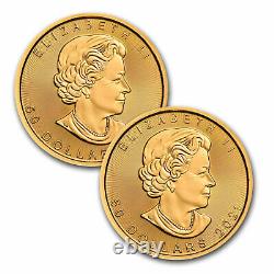 2021 Canada 1 oz Gold Maple Leaf BU. 9999 Fine RCM (Lot of 2 Coins)
