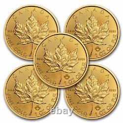 2021 Canada 1 oz Gold Maple Leaf BU Lot of 5 Coins
