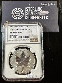 2021 Canada $20 1 oz Silver Maple Leaf Super Incuse Reverse NGC PF 70