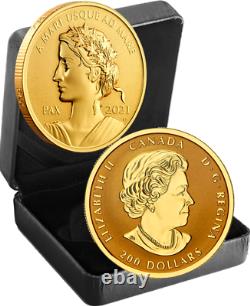 2021 Lady Peace PAX Nation $200 1OZ 99.999 Pure Gold Proof Coin Canada Sea-Sea