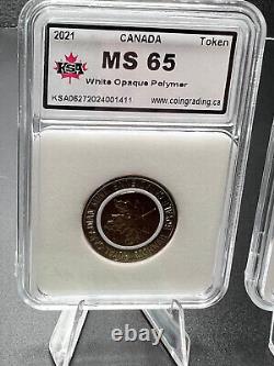 2021 Royal Canadian Mint test Tokens Graded MS63 & MS66