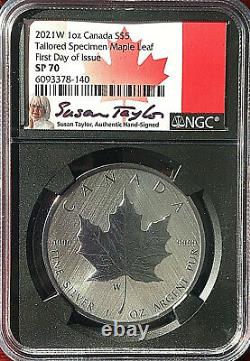2021-W $5 Canada BURNISHED TAILORED Maple Leaf 1 Oz NGC SP70 FDOI Taylor \uD83C\uDDE8\uD83C\uDDE6