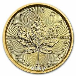 2022 1/4 oz Canadian. 9999 Fine Gold $10 Maple Leaf Coin BU- Mint Sealed