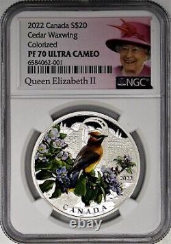 2022 $20 Canada 1oz Silver Proof Colourful Birds Cedar Waxwing NGC PF70 UCAM