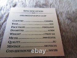 2022 ARCTIC FOX Colorized Maple 1oz Silver Coin $5 Canada