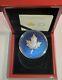 2022 Blue Rhodium Maple Leaves In Motion $50 5oz Pure Silver Proof Coin Canada