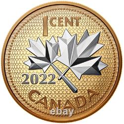 2022 CANADA 1c FAREWELL TO THE PENNY 5oz. 9999 Pure Silver Gold Playted Coin