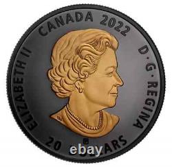 2022 CANADA $20 Black Gold SEA OTTER Gold/Rhodium playted. 9999 Pure Silver Coin