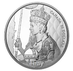 2022 CANADA $50 QEII QUEEN ELIZABETH II CORONATION 5oz. 9999 Pure Silver Coin