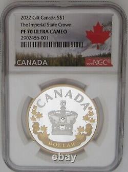 2022 Ca $1 Silver & Gold Plated Imperial State Crown Hm Qe II Pf 70 Ultra Cameo